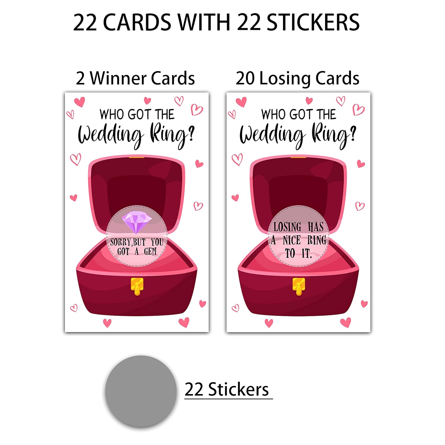 Who Got The Wedding Ring Scratch Off Game Cards, Bridal Shower Scratch Cards, Wedding Shower Games Ideas, Bachelorette Party, Engagement Party Activities & Decorations (22 Pack)-01