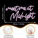 Meet Me At Midnight Neon Sign Pink LED Wall Light Dimmable USB Powered Bedroom Party Bar Decor 16.5 x 8.7 Inch
