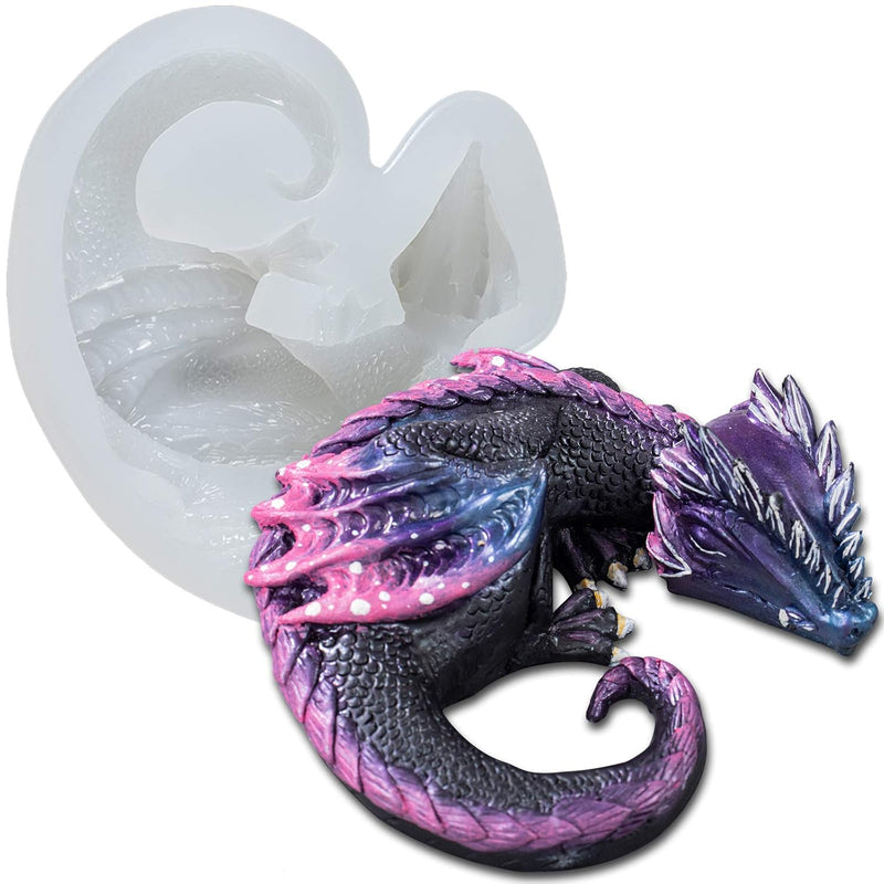 Fire Dragon Asleep Epoxy Resin Silicone Mold For Fondant Cake Decorating, Conc