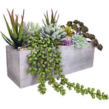 Artificial Potted Succulents Plants Arrangement Fake Succulent Plants In Rectangular Wooden Pot Arrangement For Table Centerpiece Windowsill Greenery Decor