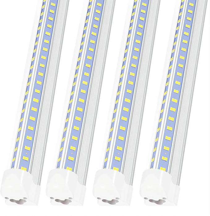 4 Pack 4FT LED Shop Lights 50W 7000LM 6500K V Shape Linkable Fixtures for Garage Workshop Warehouse