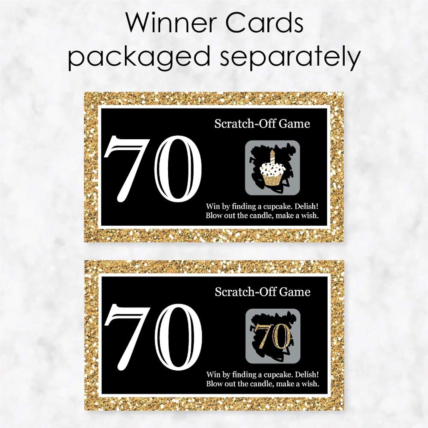Big Dot of Happiness Adult 70th Birthday - Gold - Birthday Party Game Scratch Off Cards - 22 Count