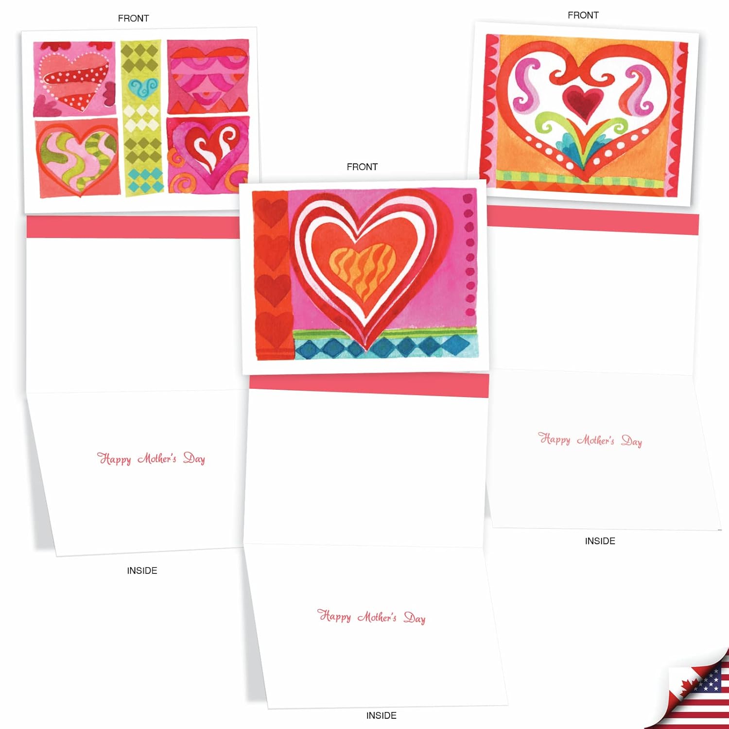 10 Assorted Mother'S Day Notecards Bulk Box Set 4 X 5.12 Inch With Envelopes (10 Designs, 1 Each) Art Hearts Am6725Mdg-B1X10