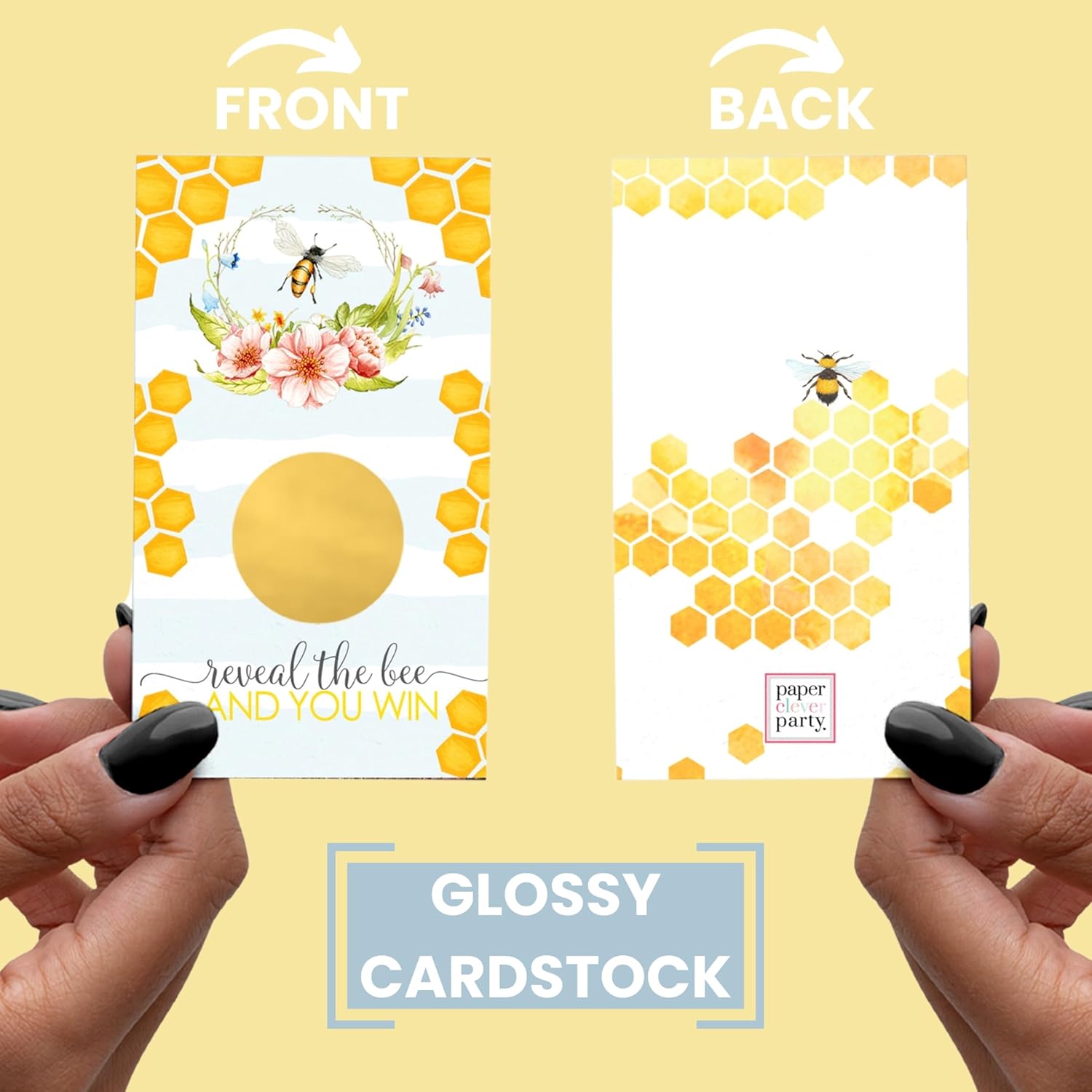 Bee Baby Shower Games Gender Neutral - 30 Pack - Scratch Off Raffle Game Cards - Fun Bridal Activities For Weddings & Engagement Parties - Bumblebee Boho Floral Theme