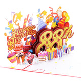 3D Pop Up Happy 88Th Birthday Card – Red Design With Glitter Numbers, Balloons, Cakes & Gifts – Unique Bday Card For Dad, Mom, Husband, Wife, Man Or Woman – 5" X 7"