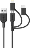 3 in 1 Charging Cable 3FT Lightning USB C Micro USB Fast Charger Cord for iPhone iPad Samsung Android