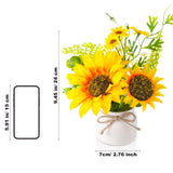 12 Pcs Artificial Sunflower Potted Plants Rustic Silk Sunflowers For Kitchen Spring Centerpieces For Tables Yellow Fake Flower With Plastic Pot For Summer Bathroom Wedding Office (White)