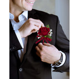Red Rose Boutonniere For Men Wedding Set Of 6, Groom And Best Man Boutonniere Artificial Flowers For Wedding Ceremony Anniversary, Parties, Proms