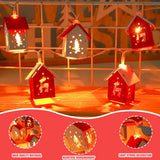 Christmas Lights, 6.56 Ft 10 Led Christmas Wooden House String Lights Battery Operated Xmas Tree Hanging Ornament Lights