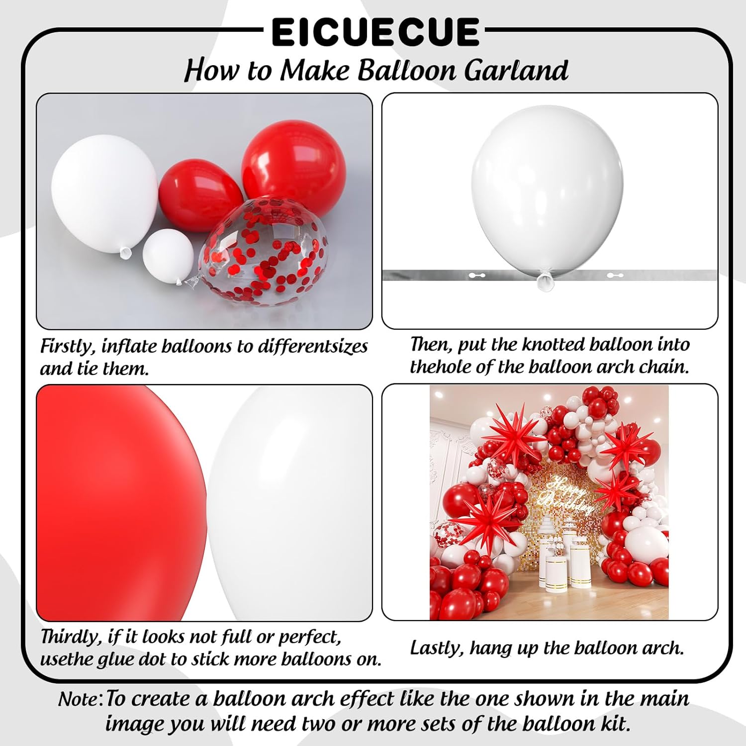 Red And White Balloons Garland Arch Kit With Stars 200Pcs - 5 10 12 18 22 Inch Balloon And Confetti Balloons For Valentine'S Day Christmas Engagement Birthday Anniversary Party Decorations