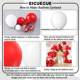 Red And White Balloons Garland Arch Kit With Stars 200Pcs - 5 10 12 18 22 Inch Balloon And Confetti Balloons For Valentine'S Day Christmas Engagement Birthday Anniversary Party Decorations