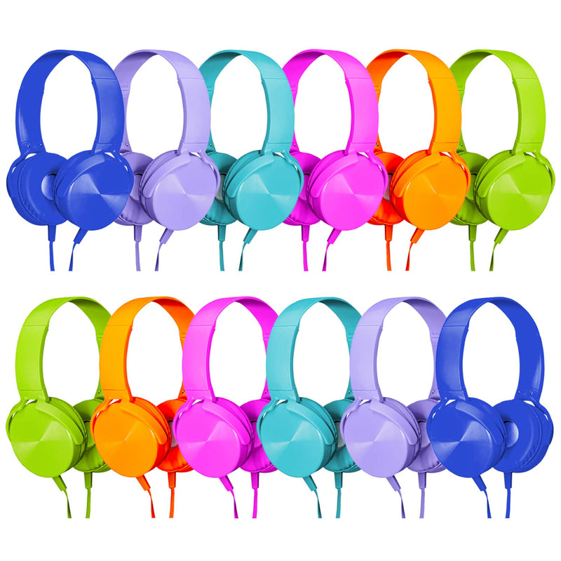 12 Pack Class Set Classroom School Headphones For Kids Multi Colored Stereo Ov