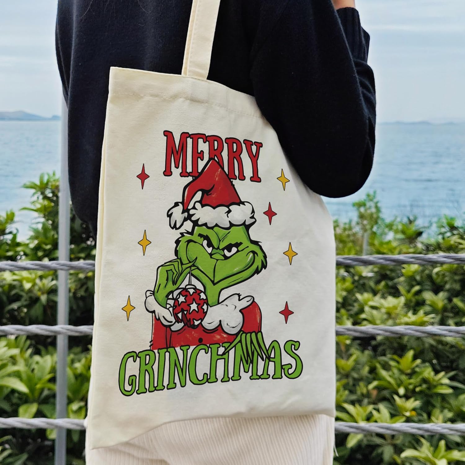Christmas Canvas Tote Bag For Women - Aesthetic Merry Christmas Tote Bag For Shopping, Grocery, Beach, Gifts