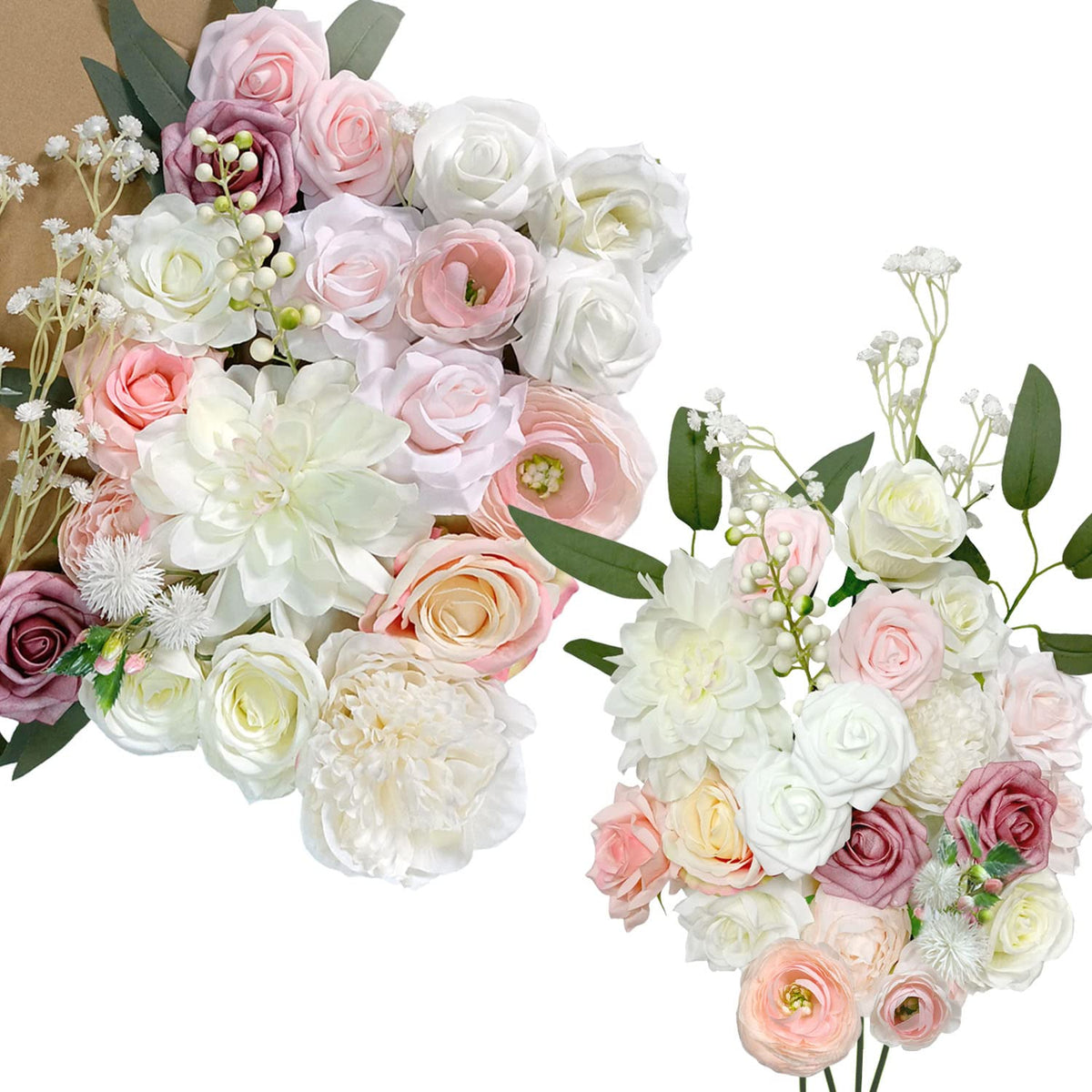 Silk Flowers, Artificial Flower Bouquet, Artificial Flowers Combo Box, Flowers With Stems For Diy Floral Arrangements Bouquets Wedding Party Home Baby Shower Decor (Delicate Blush)