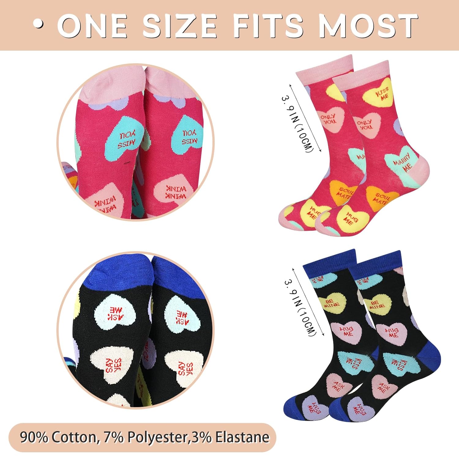 Valentine Glass Cups With Socks, Valentine Gifts For Him/Her, 18 Oz Hearts Glass Cups Gifts,Warm Socks For Women Men, Couple Iced Coffee Cups,Glass Cups With Lids And Straws - 2 Sets