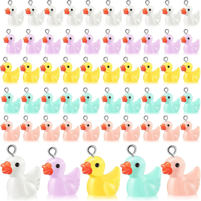 60 Pieces Duck Charms Small Duck Shape Pendants Colorful Resin Duck Charms Min