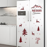 Merry Christmas Wall Decal - Red & Black Buffalo Plaid Tree, Deer Window Clings, Snow Removable Home Decor Mural, Peel And Stick For Christmas Party Supplies