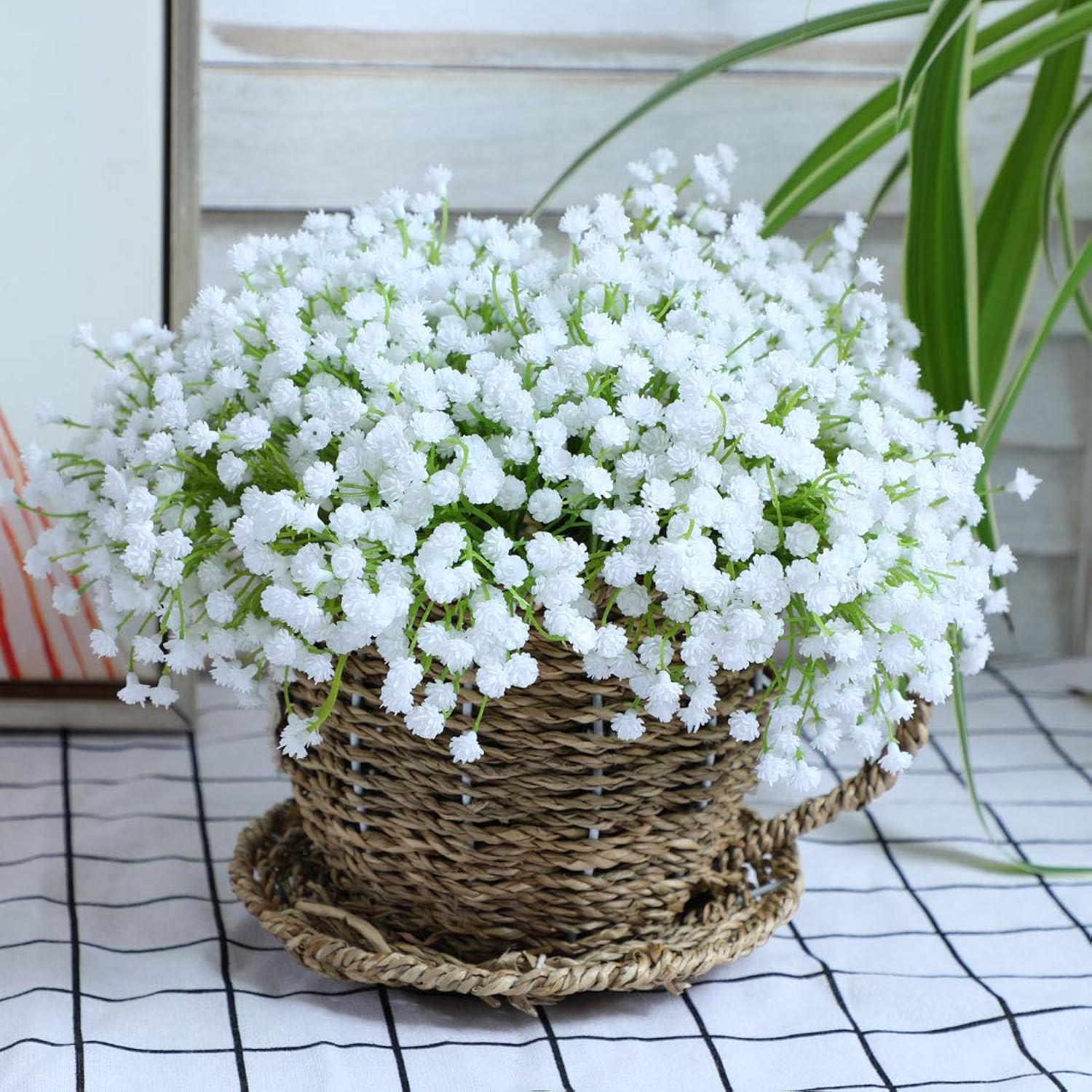 10Pcs 30 Bunches White Babys Breath Artificial Flowers Real Touch Fake Gypsophila Faux Plants For Wedding Garland Wreath Girl Crown Flower Bonquet Diy Flores Arrangement Table Décor Centerpiece