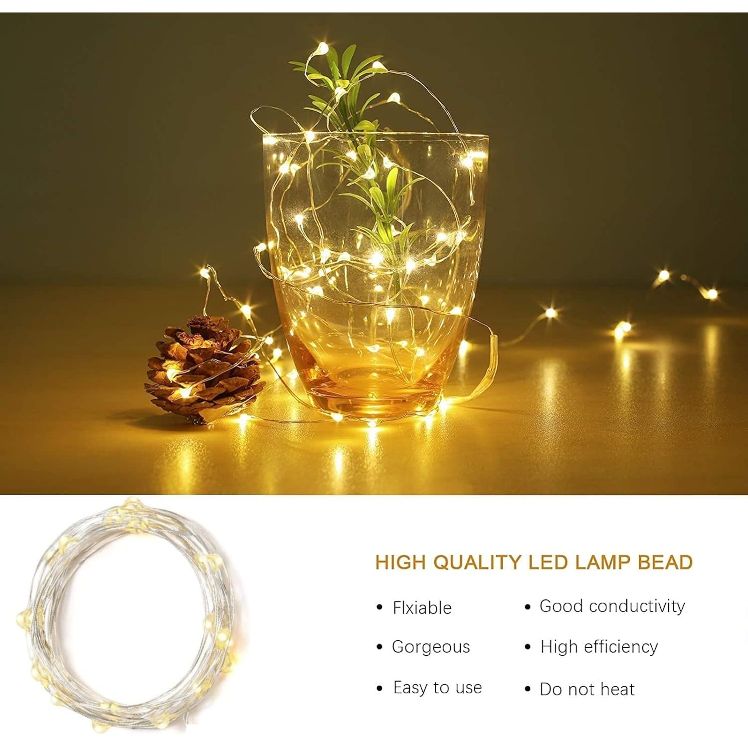 Fairy Lights 2Pack 50Leds Battery Operated Led String Lights With Timer For Bedroom, Wedding, Christmas Tree Decoration