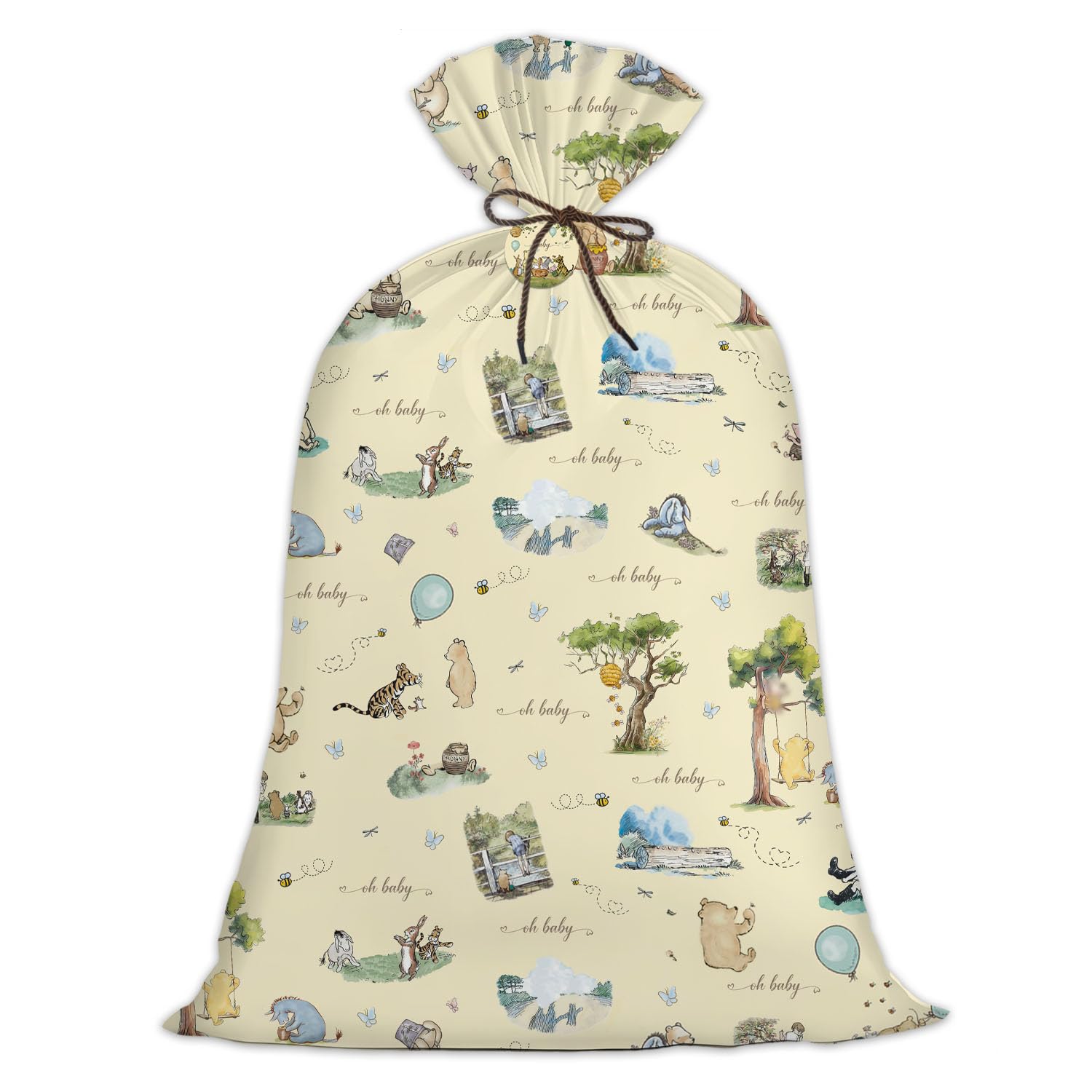 1 Pcs Extra Large Plastic Gift Bag, Bear Oversized Favors Gift Bags, Large Gift Wrapping Bags For Baby Shower Gender Reveal Birthday, Pooh Party Favors Supplies Decoration, 56" X 36"