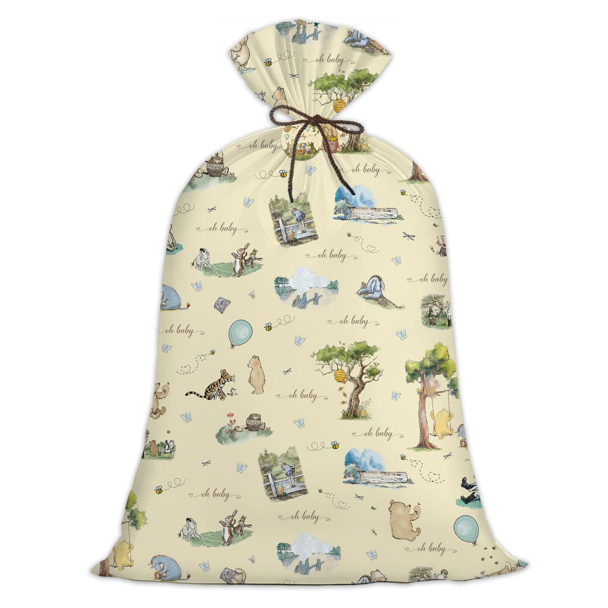 1 Pcs Extra Large Plastic Gift Bag, Bear Oversized Favors Gift Bags, Large Gift Wrapping Bags For Baby Shower Gender Reveal Birthday, Pooh Party Favors Supplies Decoration, 56" X 36"