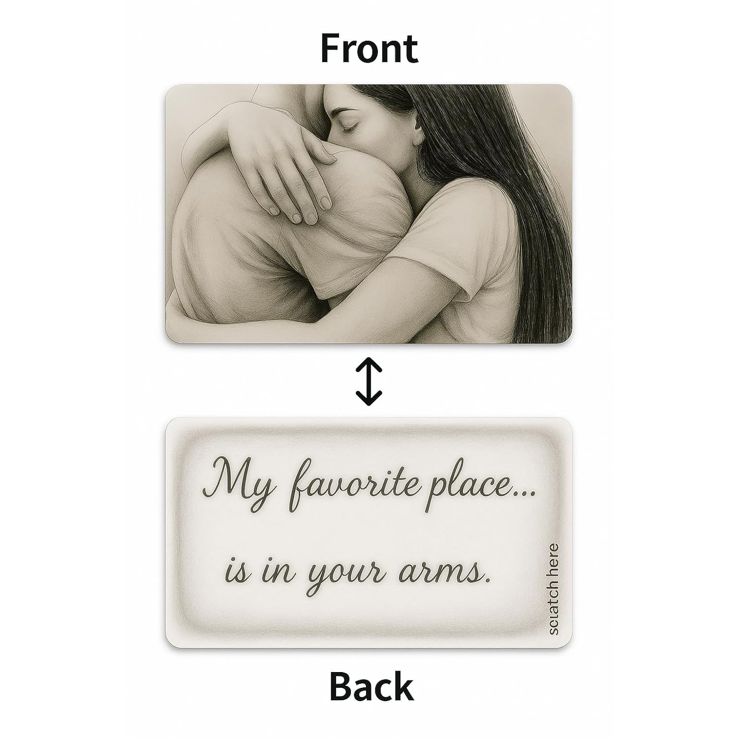 Romantic Scratch Off Card – Love Greeting Card With Hidden Message “My Favorite Place Is In Your Arms” – Gift For Boyfriend Girlfriend Husband Wife – Anniversary Valentine’S Day Card