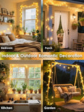 43FT 100 LED Globe String Lights Connectable Warm White Plug In Fairy Lights with Remote Control 8 Lighting Modes for Indoor Outdoor Bedroom Party Christmas Tree Decor