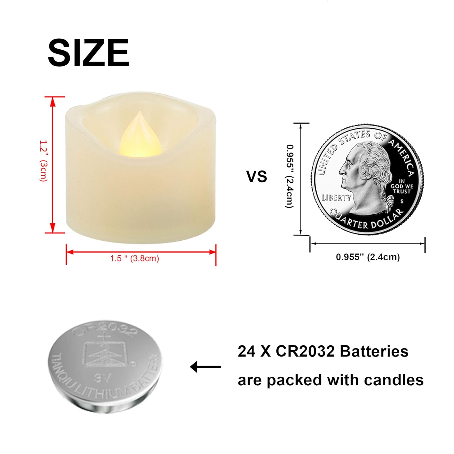 24 Pack Led Tea Lights Battery Operated Flameless Candles Fake Flickering Electric Tealight Candle Set For Home Décor Party Wedding Easter Decorations Batteries Included, Wave Open, Cream White