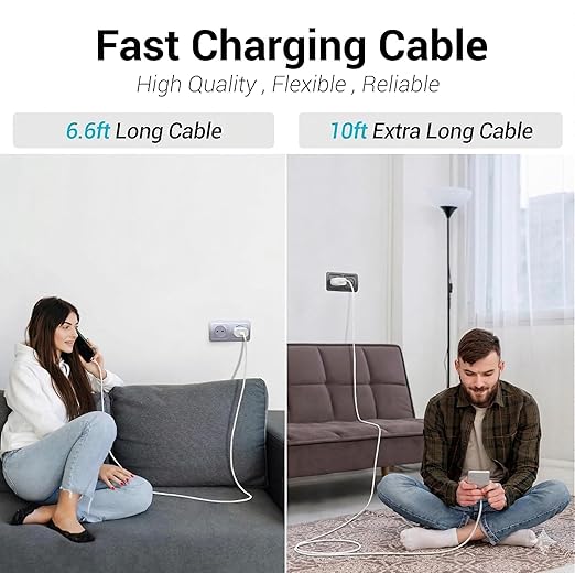 4 Pack USB C to USB C Fast Charging Cable 60W 6FT 10FT Type C Charger for iPhone 17 16 15 MacBook Samsung