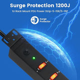 18 Outlet Rack Mount PDU Power Strip with Individual Switches and Heavy Duty 12 Gauge Cord
