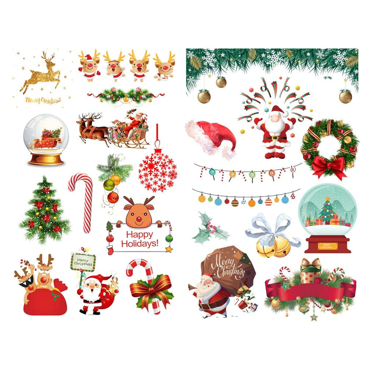 Kawaii Merry Christmas Aesthetic Diary Travel Journal Paper Stickers Scrapbooking Stationery Sticker Flakes Art Supplies (Pk567)