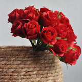 2 Bundles Red Artificial 24 Roses With Stems For Valentines Day Fake Bouquets For Bride Silk Flowers In Vase Indoor And Outdoor Home & Wedding Decor