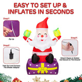 6 Ft Christmas Inflatable Outdoor Decorations - Inflatable Santa Claus With Gift Boxes - Xmas Santa Claus Blow Up Yard D