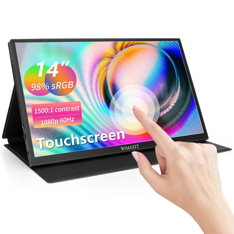 14Inch Portable Touch Screen Monitor With Vesa 98% Srgb Fhd External Display W