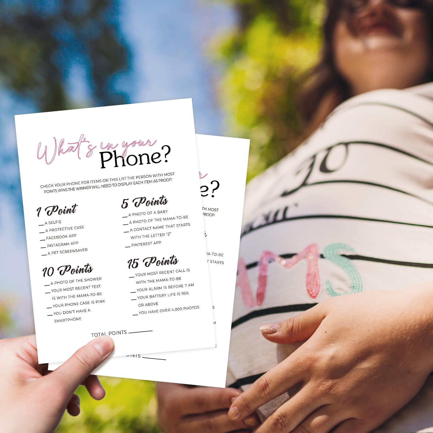 5" X 7" What'S In Your Phone Baby Shower Game, Minimalist Themed - (30 Game Card Set), Baby Shower Game Activity, Baby Shower Decorations, Gender Reveal Party Supplies - 17