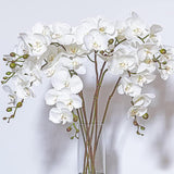 35 Inch Artificial Butterfly Orchid Flowers 4 Pcs Real Touch Orchid Fake Phalaenopsis Flowers Stem Plants For Wedding Home Decoration (White Flowers 4Pcs)