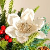 10 Pcs Glitter Artificial Flower Christmas Tree Wreath Diy Ornaments 6.3 Inch Faux Flower For Xmas New Year Wedding Party Holiday Decoration,White A