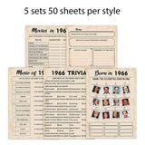 60Th Birthday Party Games, Born In 1966 Games Bundle, Set Of 5 Activities For 10 Guests, Birthday Party Supplies For Adults, Pack Of 50 Cards