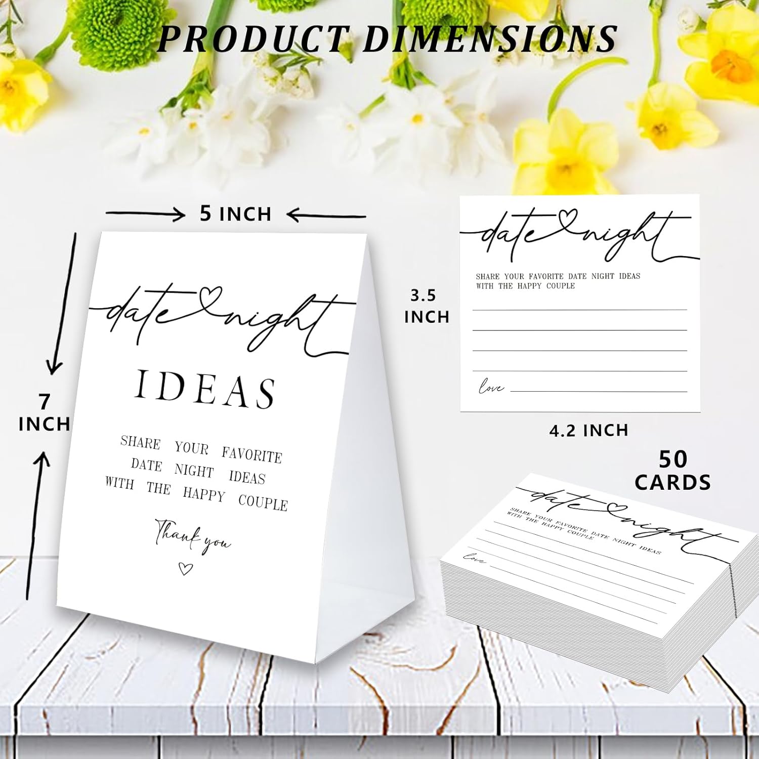 Minimalism Bridal Shower Games Date Night Sign, 1 Date Night Sign And 50 Date Night Cards, Bridal Shower Decorations, Wedding Shower Game-Dnyh11
