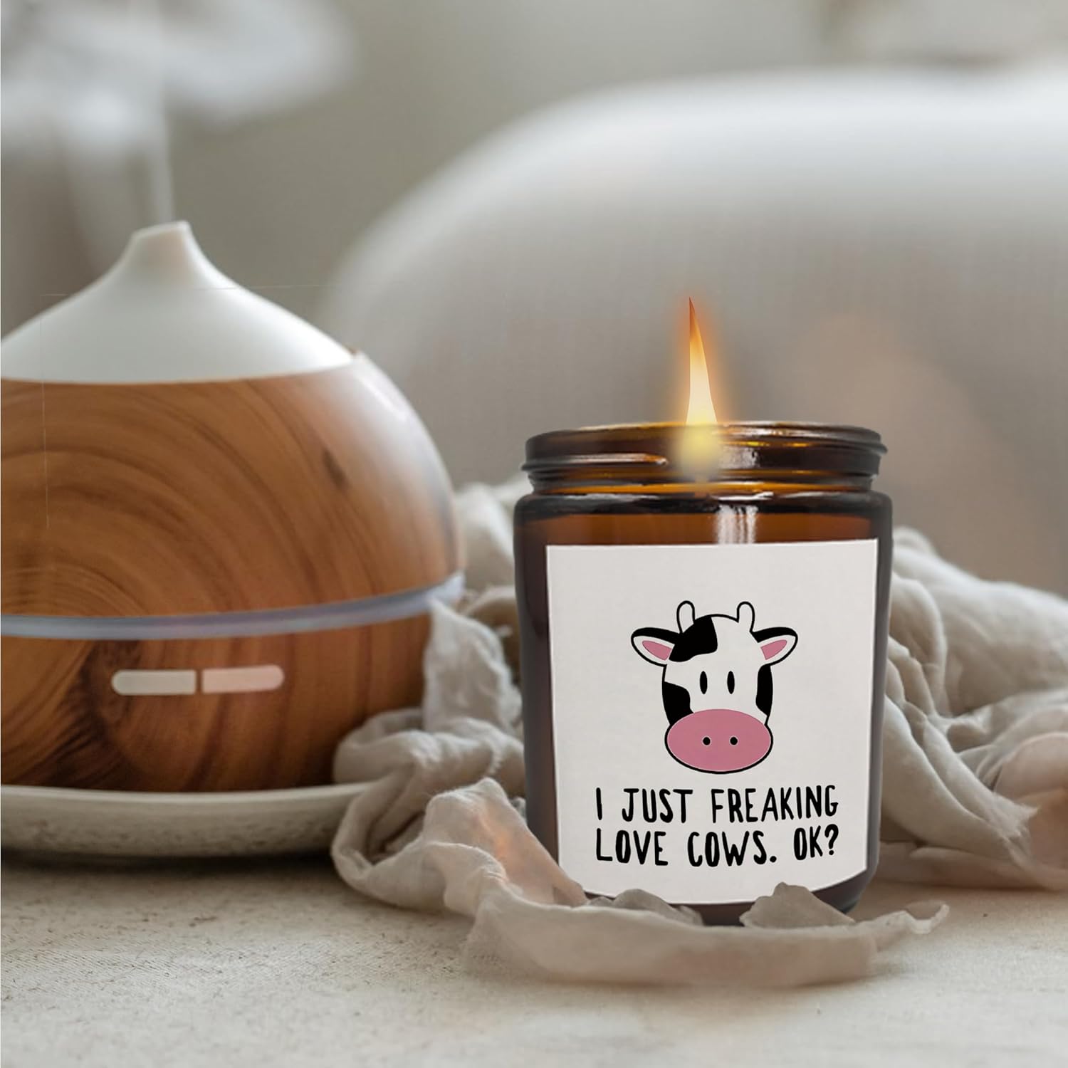 Cow Candle, Cow Gifts For Women Girls Cow Lovers, Cute Cow Gifts,I Just Freaking Love Cows Ok Scented Candles