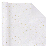3D Kraft Floral Wrapping Paper - Mini Roll - 17 Inch X 16.5 Feet - Embossed Elegant White Floral With Gold Foil Wrapping Paper For Valentines Day, Wedding, Bridal Shower, Birthday