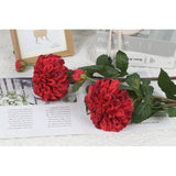 4Pcs Artificial Dahlia Flowers Realistic Silk Dahlia Flowers 29" Long Stem Faux Flowers With Buds For Tall Vase Diy Bouquet Home Wedding Decor (Red)