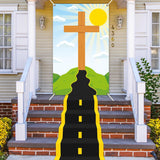 Religious Door Cover Religious Cross Backdrop With Road Decorations Christian Backdrop Jesus Banner For Christmas Vbs Christian Scene Builder Background For Kids Bible Sunday School Sanctuary Events
