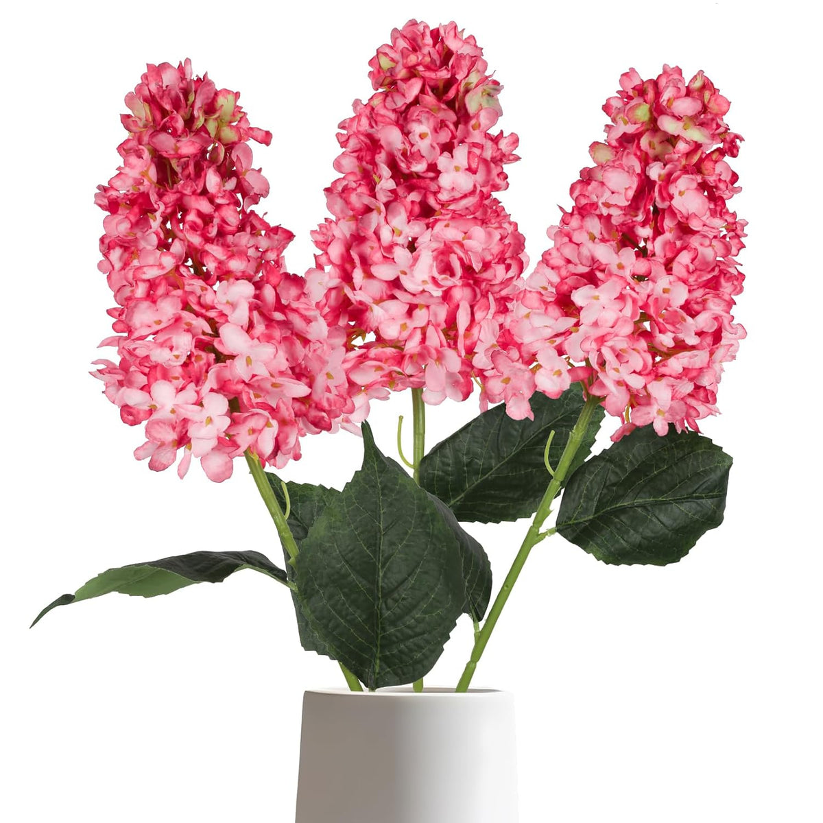 Faux Hydrangea Flowers 3Pcs Large Artificial Flowers Silk Hydrangea Flowers With Stems 31.5” Hot Pink Flowers For Bridal Shower Decorations Faux Floral Arrangements (Hot Pink)