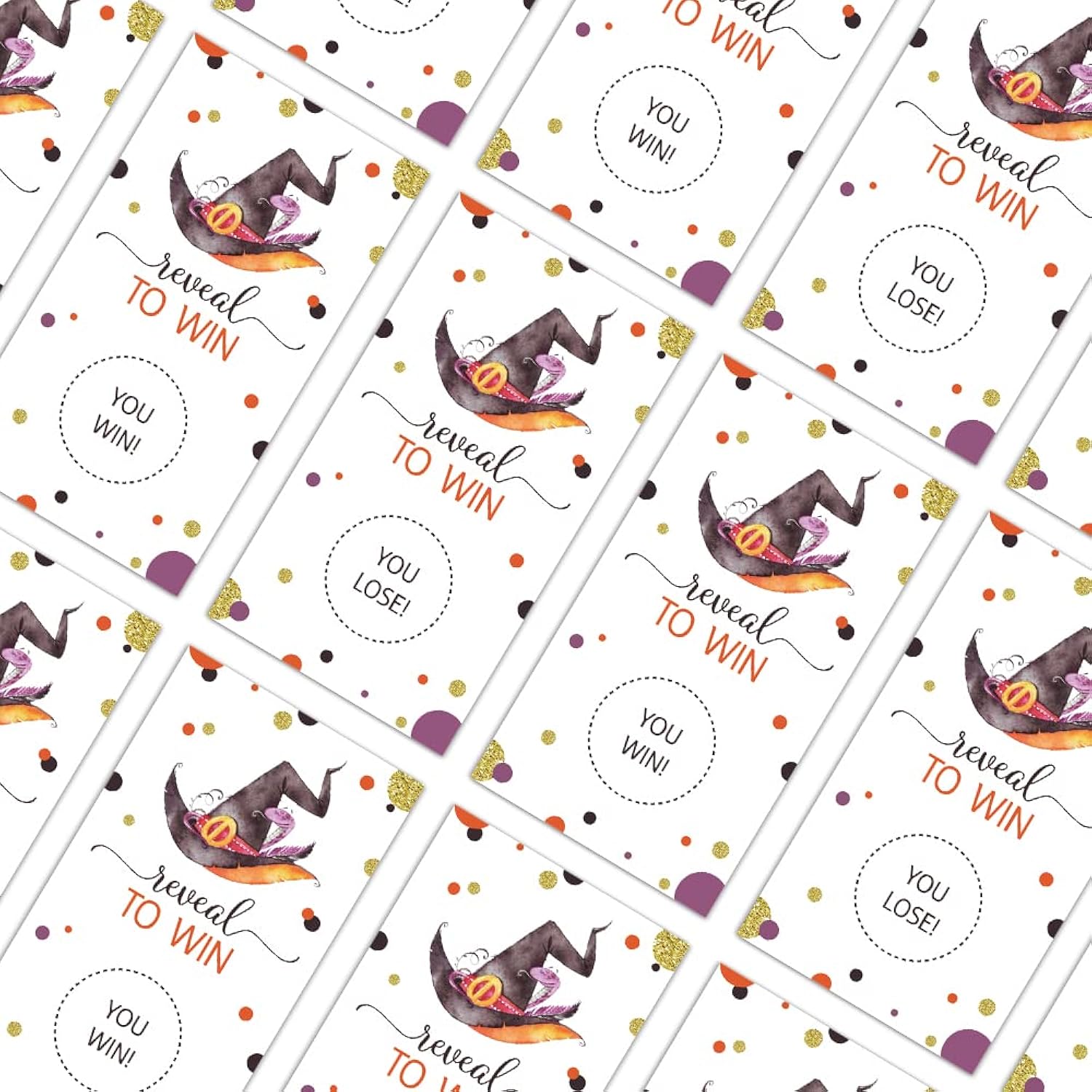 Halloween Party Game Scratch Off Cards (32 Pcs) - Funny Activity For Groups, Kids, Adults - Witch Hat Themed Games, Vouchers, Raffle Prizes, Tickets
