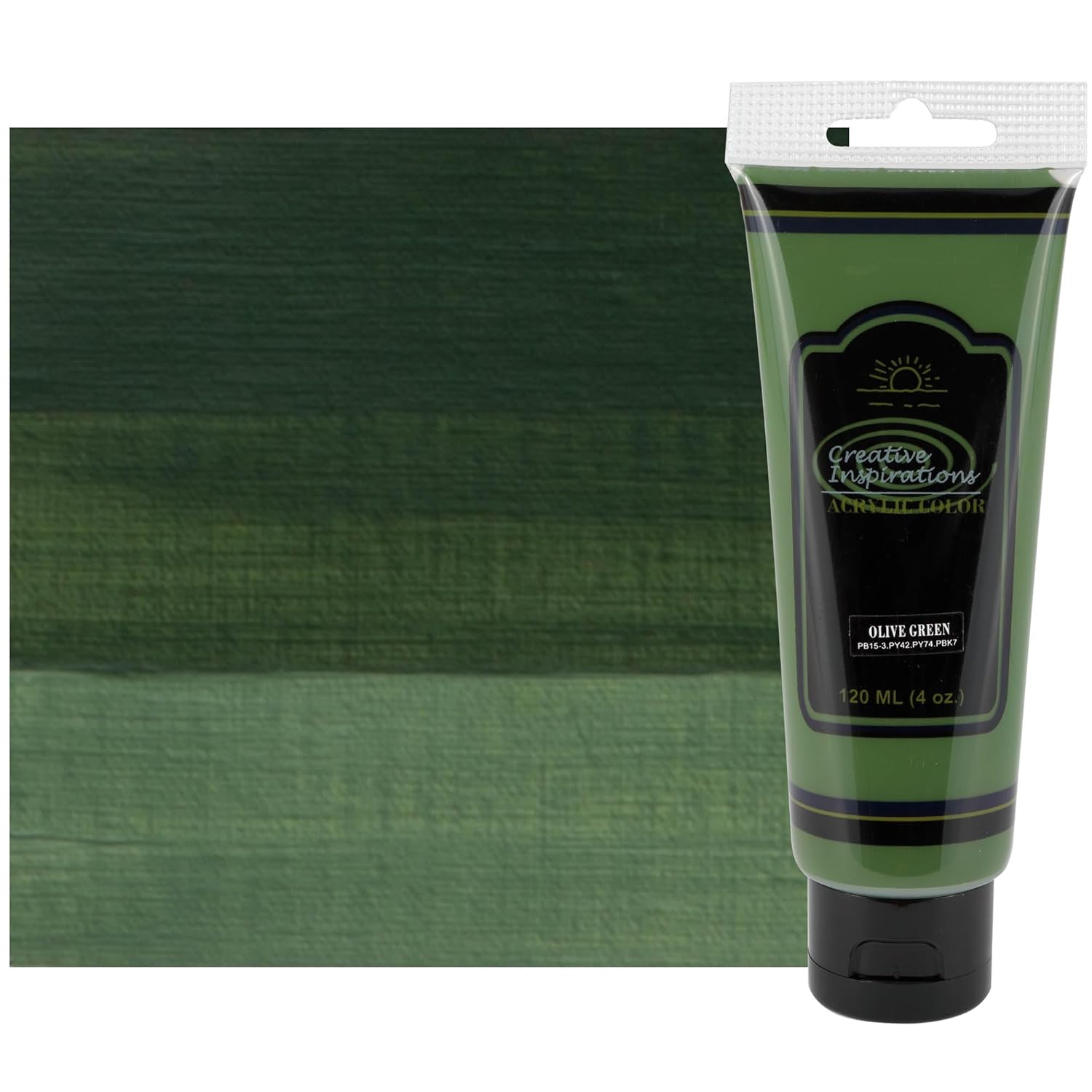 Acrylic Paint - Olive Green - 120 Ml Tube - Smooth & Creamy Consistency, Vibrant Pigmentation, Great Coverage For Artists - Clean Up With Soap & Water