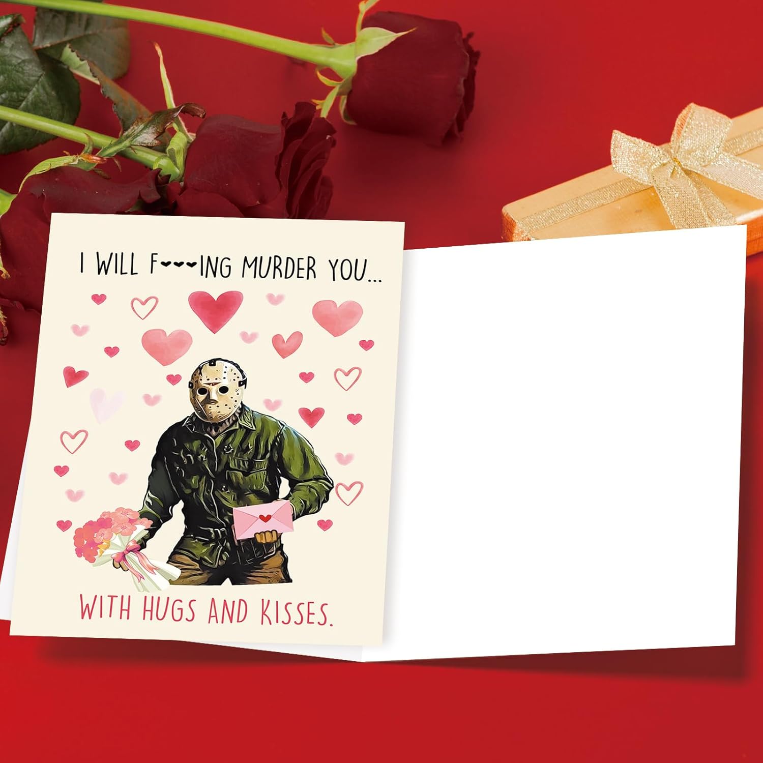 Horror Valentines Day Gifts For Her, Spooky Goth Halloween Anniversary Birthday Gift Card For Wife Girlfriend, Scary Movie Killer Love Card