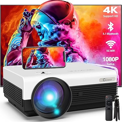 1080P Projector, WiFi, Bluetooth, Tripod, Outdoor, Smartphone/TV Stick, HDMI