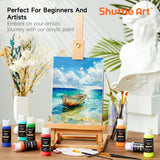 54 Colors Acrylic Paint, Acrylic Paint Set With 12 Paint Brushes, 2Oz/60Ml Bottles, Rich Pigmented, Water Proof, Premium Paints For Artists, Beginners And Kids On Canvas Rocks Wood Ceramic