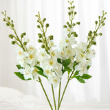 White Artificial Flowers,4Pcs 26" Fake Delphinium With Long Stem For Tall Floor Vase,Large Lifelike Larkspur Plant Silk Flowers Home Wedding Office Party Arrangement Decoration